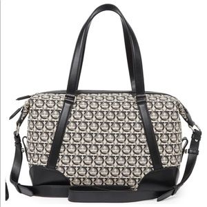 SALVATORE FERRAGAMO • Quilted Canvas & Leather Reversible Duffle Bag NWOT